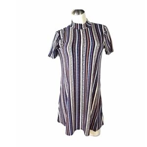 BCBGeneration S High Neck Dress Vertical Stripes